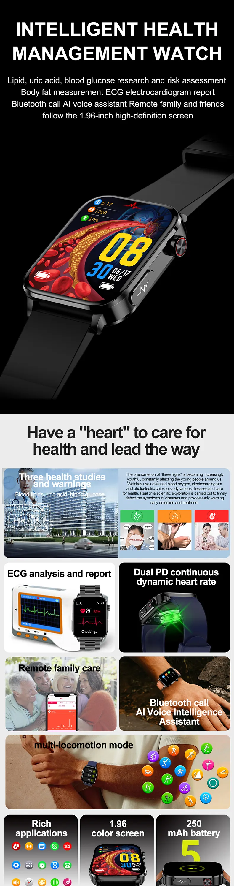 ECG Health Smartwatch TK15