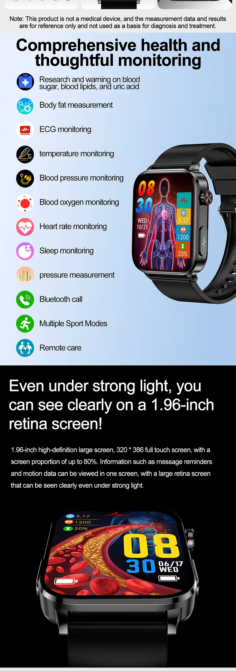 ECG Health Smartwatch TK15