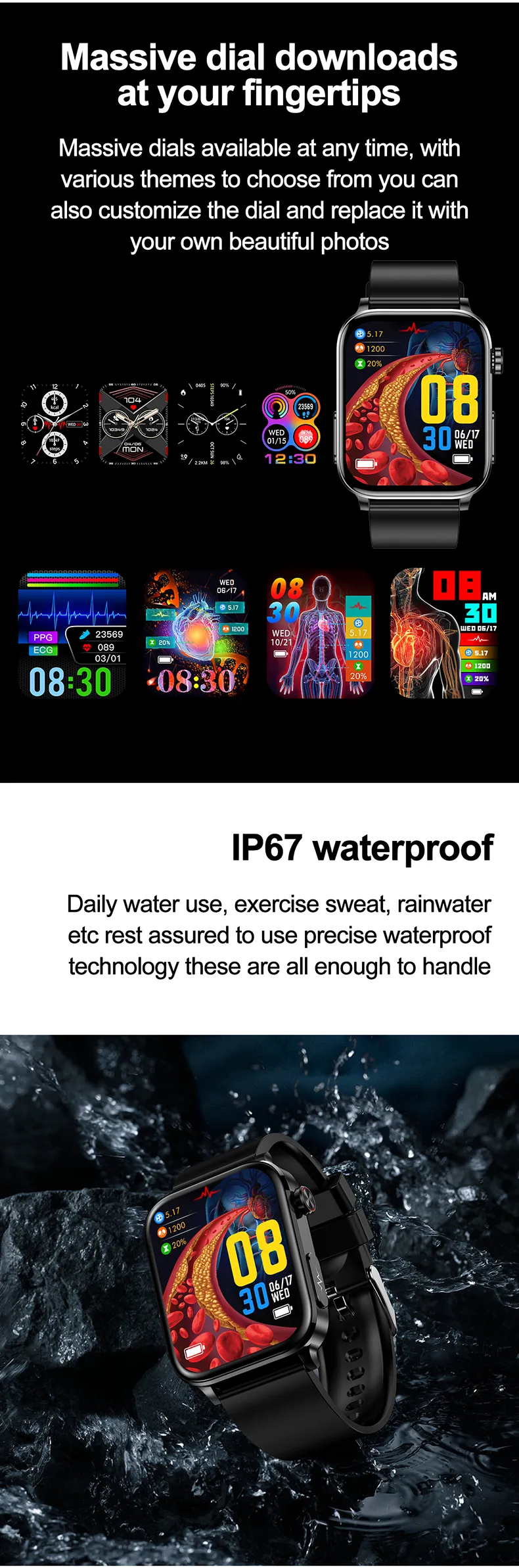 ECG Health Smartwatch TK15