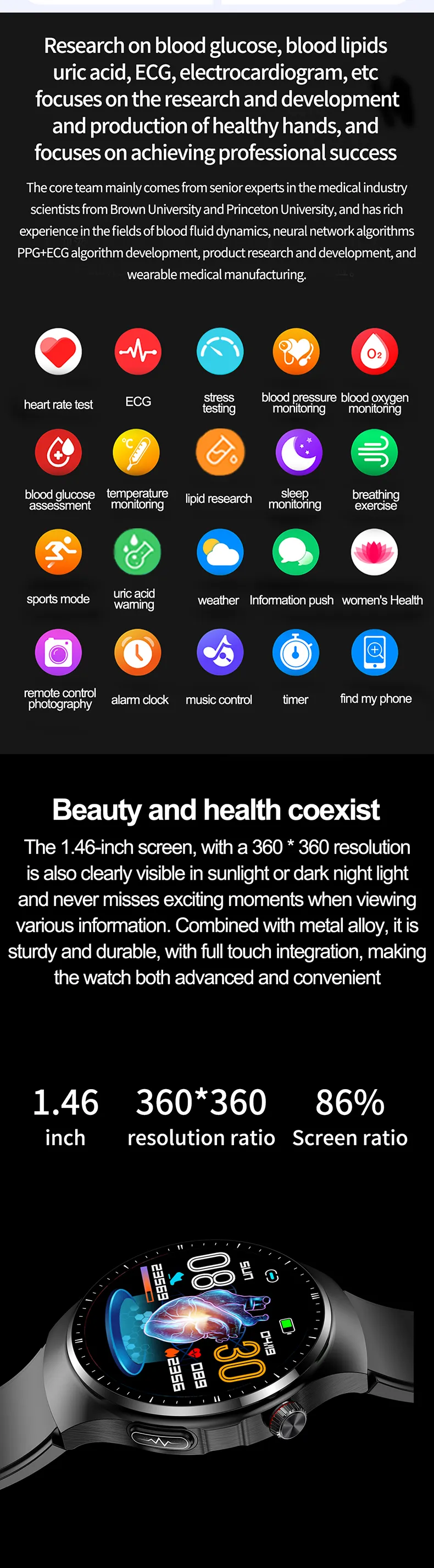 ECG Health Smartwatch TK25