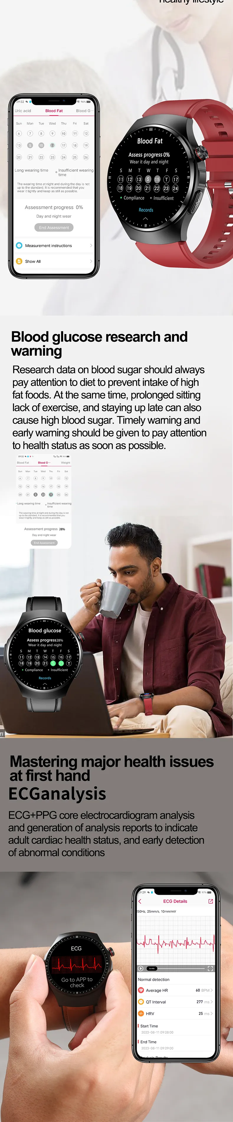 ECG Health Smartwatch TK25