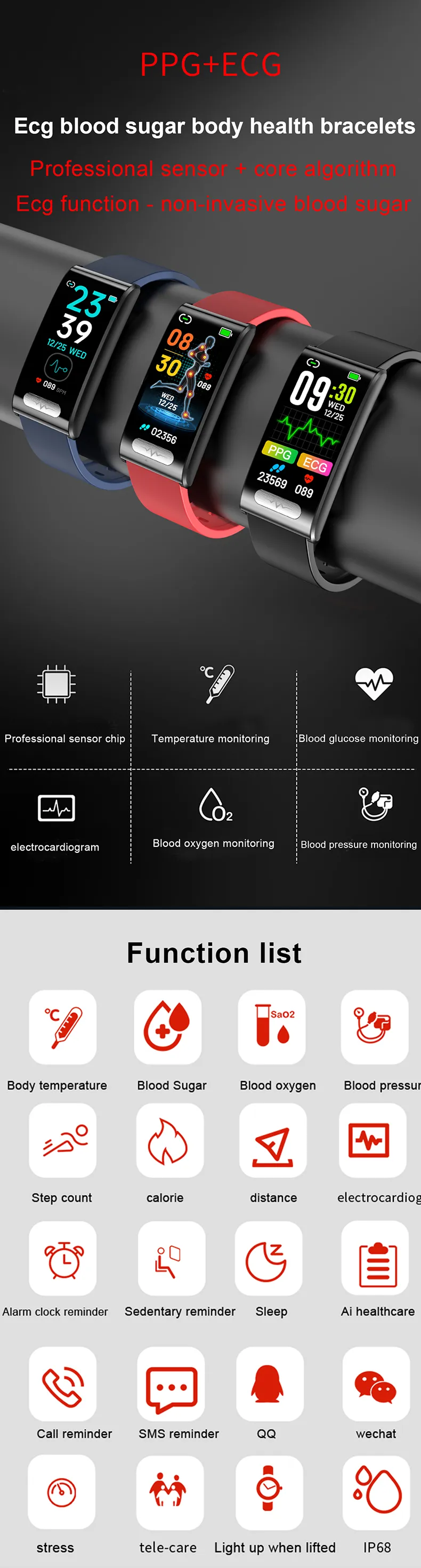 ECG Health Smartwatch TK70