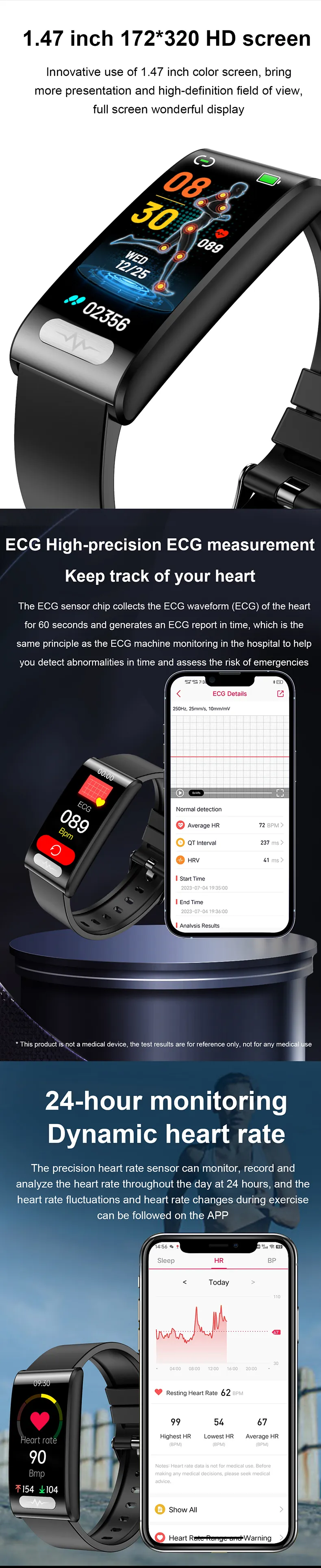 ECG Health Smartwatch TK70