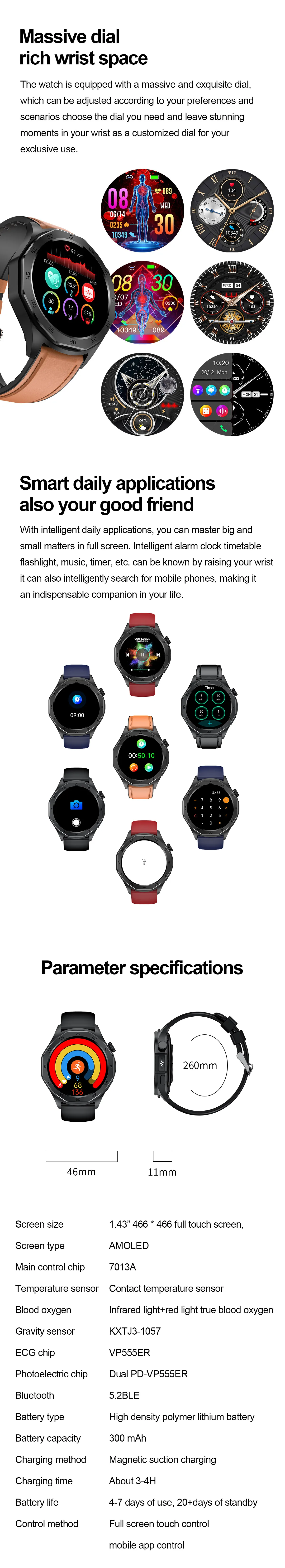 ECG Health Smartwatch ET480