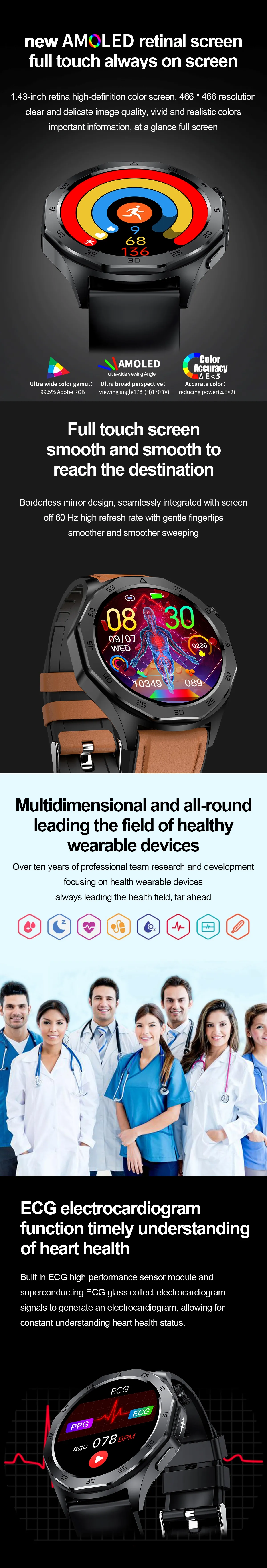 ECG Health Smartwatch ET480