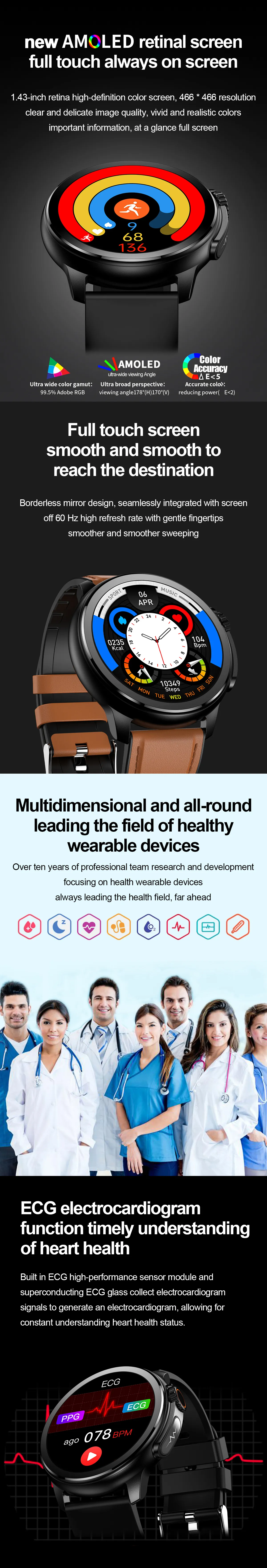 ECG Health Smartwatch ET481