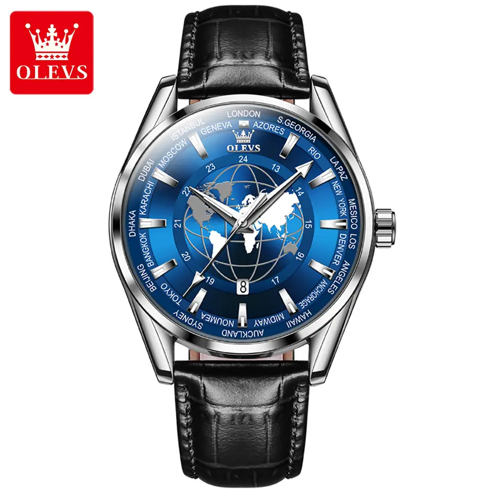 Olevs blue dial watch best sale