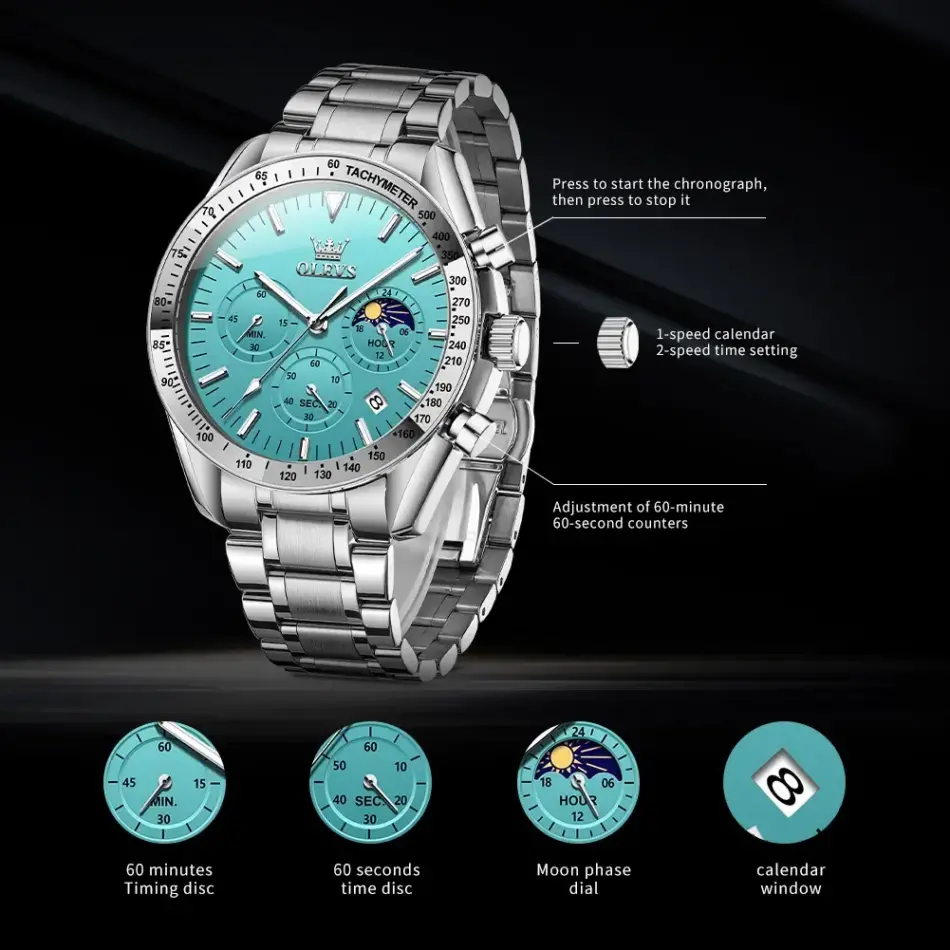 Olevs Men's Watch 3618 - Image 4