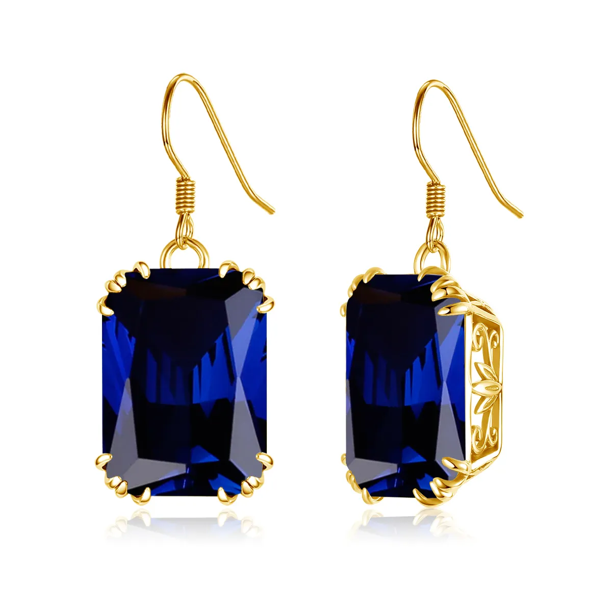 Square Synthetic Stone Drop Earrings