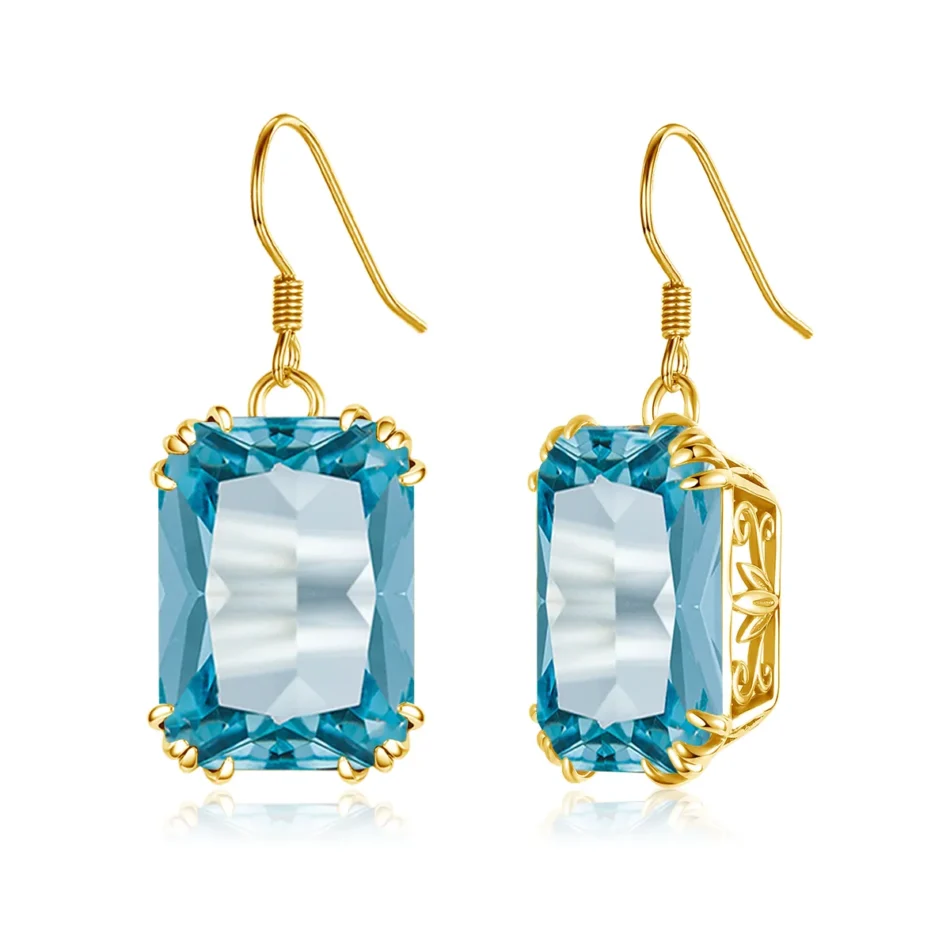 Square Synthetic Stone Drop Earrings - Image 11