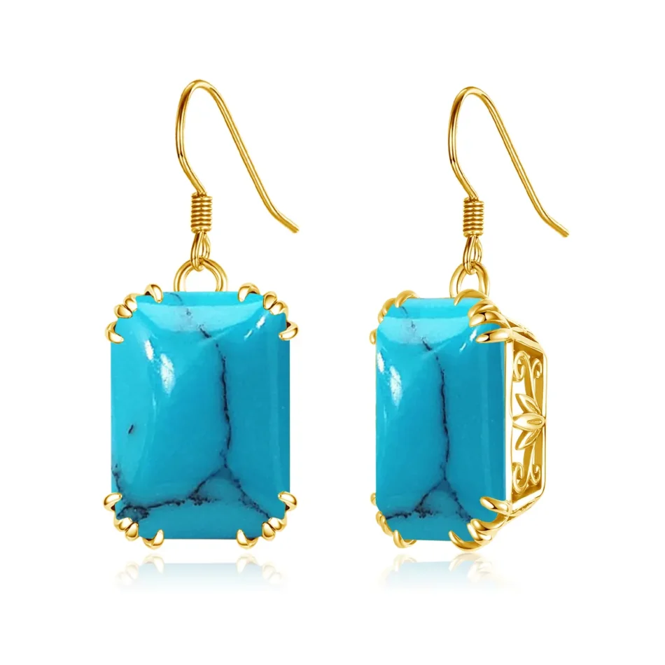 Square Synthetic Stone Drop Earrings - Image 13