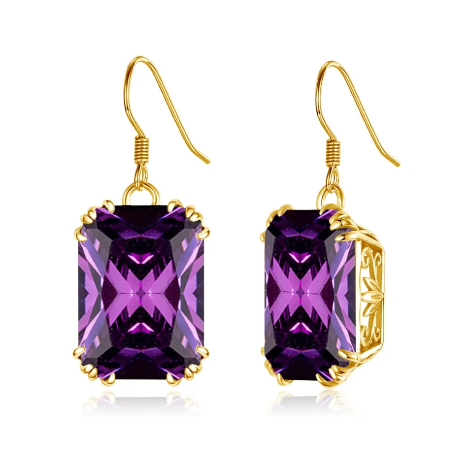 Square Synthetic Stone Drop Earrings - Image 14