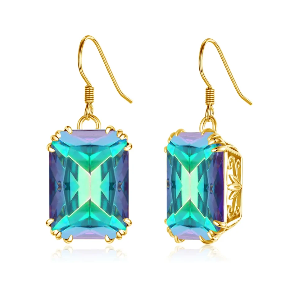 Square Synthetic Stone Drop Earrings - Image 16