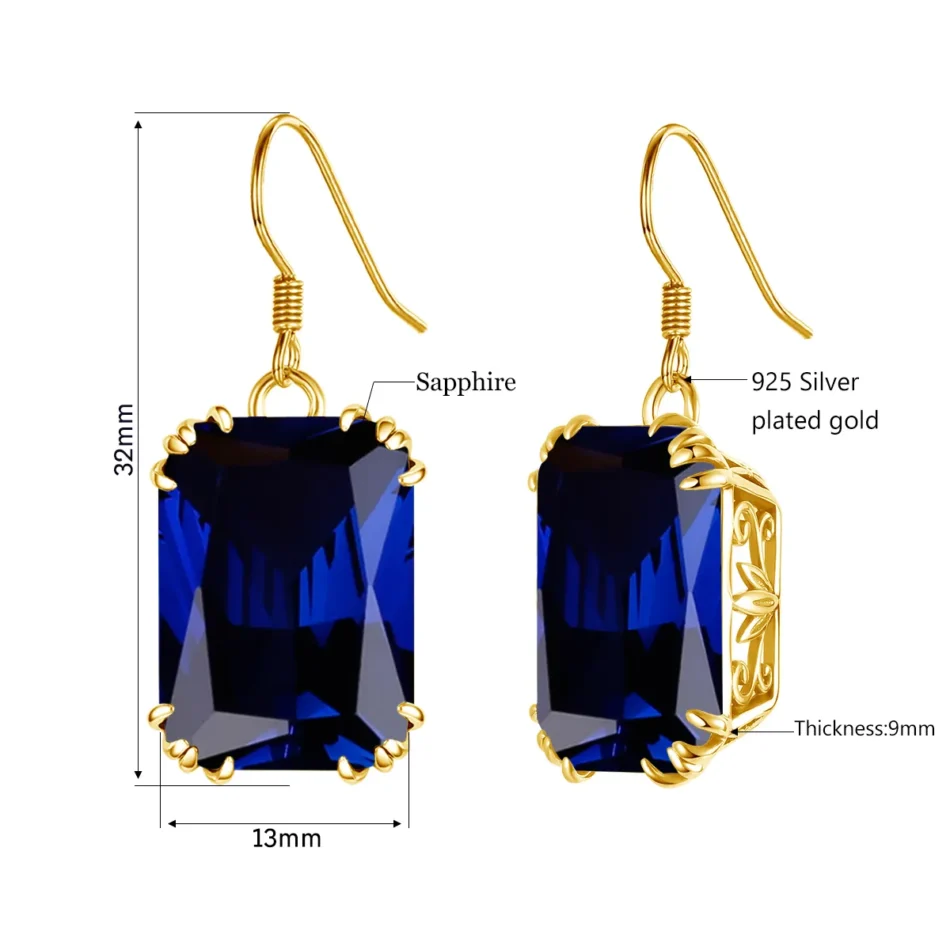 Square Synthetic Stone Drop Earrings - Image 5