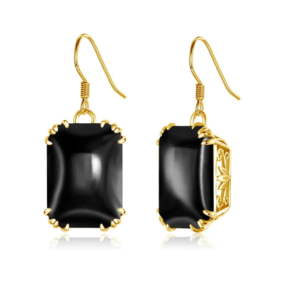 Square Synthetic Stone Drop Earrings - Image 6