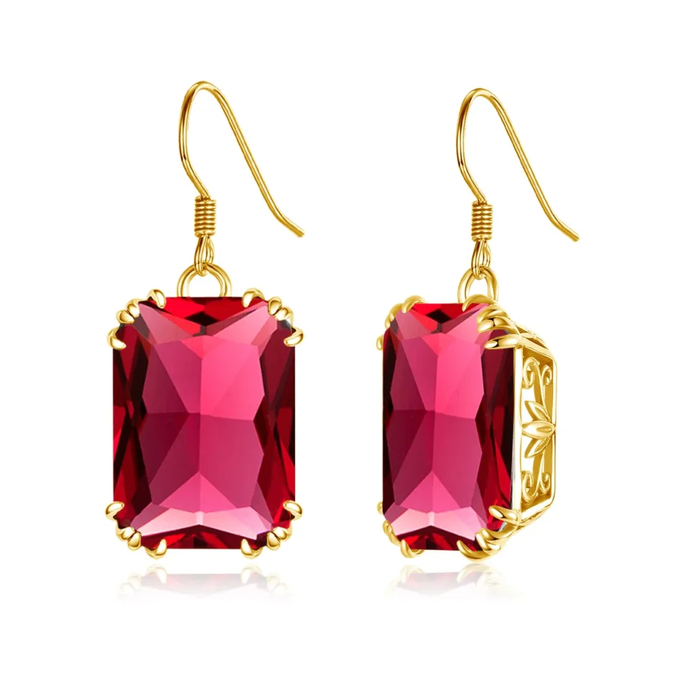 Square Synthetic Stone Drop Earrings - Image 7