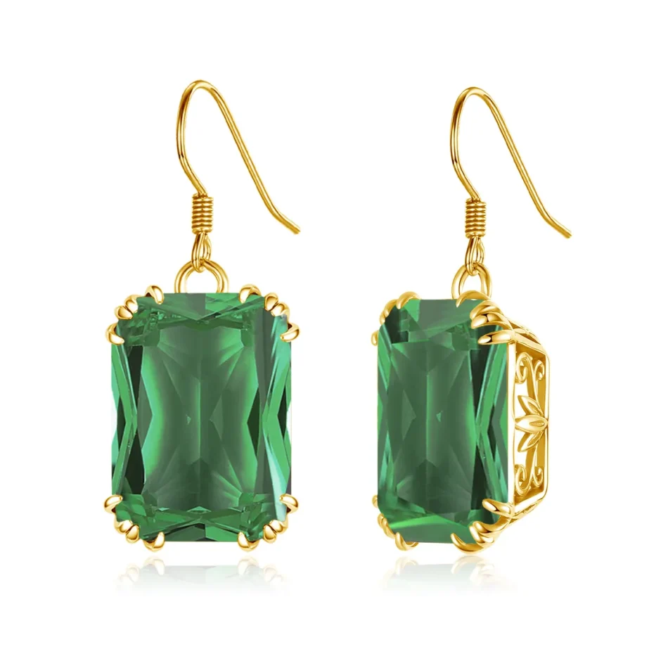 Square Synthetic Stone Drop Earrings - Image 8