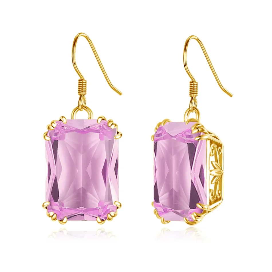 Square Synthetic Stone Drop Earrings - Image 9