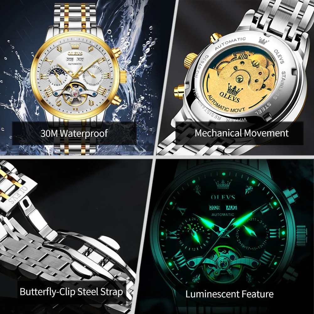 Olevs Men's Watch 6763 - Image 6